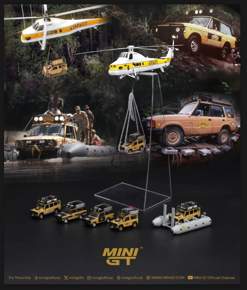 MINI GT - Camel Trophy Colección Completa Limitada con Helicóptero - Tomica Costa Rica Collectors Club