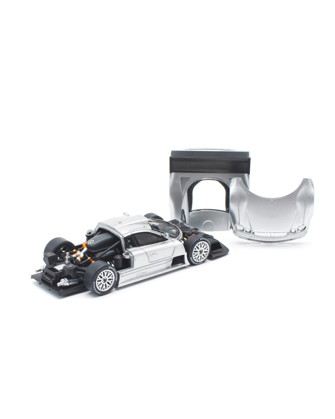 POP RACE - Mercedes Benz CLK-GTR Plateado - Tomica Costa Rica Collectors Club