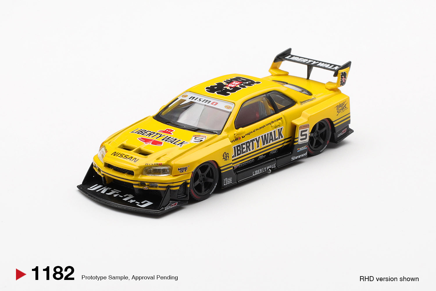 MINI GT - Nissan LB-ER34 Super Silhouette SKYLINE Sport Amarillo - Tomica Costa Rica Collectors Club