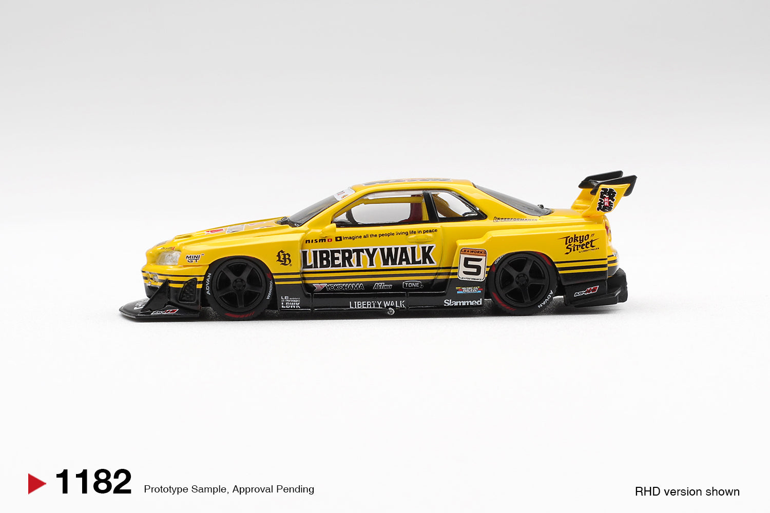 MINI GT - Nissan LB-ER34 Super Silhouette SKYLINE Sport Amarillo - Tomica Costa Rica Collectors Club