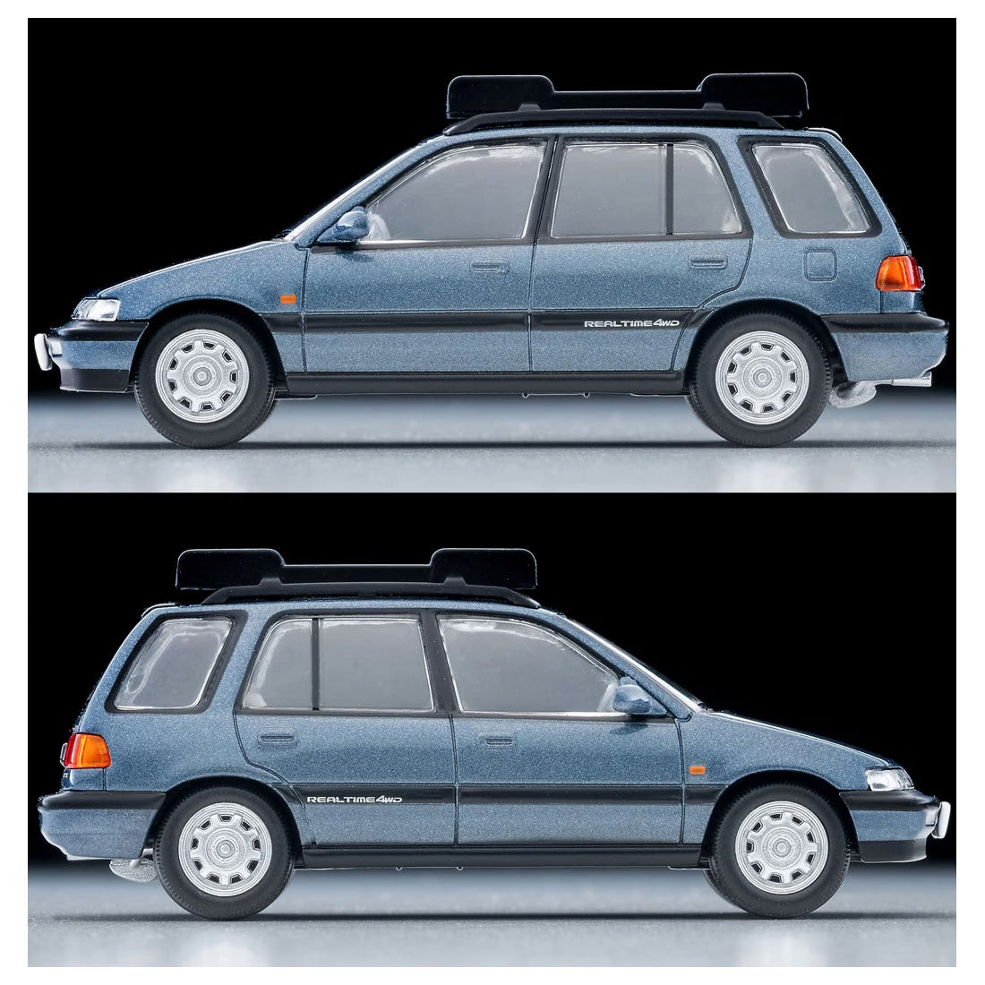 TOMICA Limited Vintage Neo - LV-N297c Honda Civic Shuttle RT X (Azul) 1990 con Figura y Bici Montañera