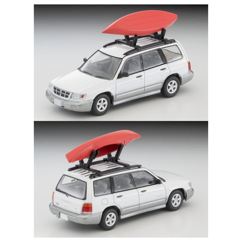 TOMICA Limited Vintage Neo - LV-N328b Subaru Forester Custom Version (White/Silver) Kayak Figure - Tomica Costa Rica Collectors Club