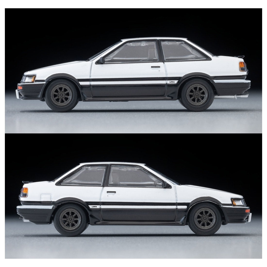 TOMICA Limited Vintage Neo - LV-N304d Toyota Corolla Levin 2-door GT-APEX Car w/RS Watanabe Wheel (White/Black) '85 Modelo - Tomica Costa Rica Collectors Club