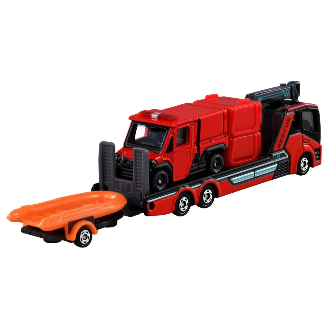 TOMICA Long Type - No.132 Morita Camión de Bomberos Todoterreno Red Lady Bug + Transportador